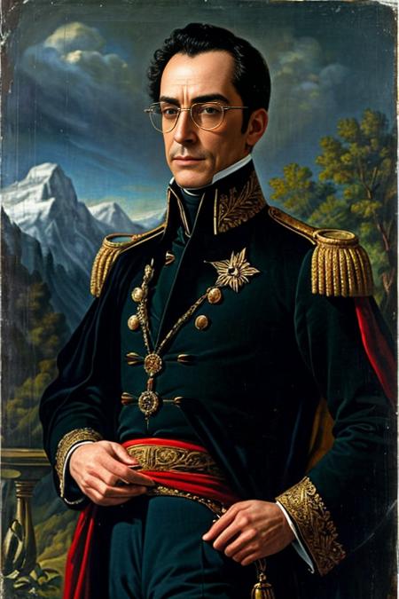 <lora:simonbolivar-08:0.6> simonbolivar  (best quality, masterpiece, ultra-detailed:1.2), 1boy ,solo,looking at viewer, black hair  <lora:more_details:0.5> ( sharp:1.2) ,(with a passage of plain and green nature in the background:1.1) ,  (with dark black aviator glasses:1.2)