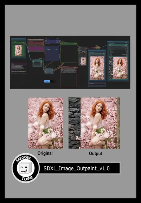 ComfyUI beginner friendly SDXL 1.0 Seamless Fast Outpaint Workflow (With LORAs) by SarcasticTOFU [[Very Fast]]