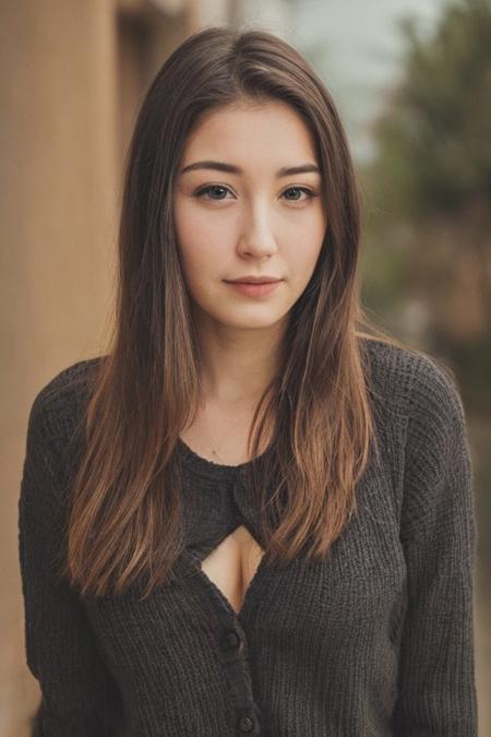 instagram photo, closeup face photo of 23 y.o Chloe in black sweater, cleavage, pale skin, (smile:0.4), hard shadows