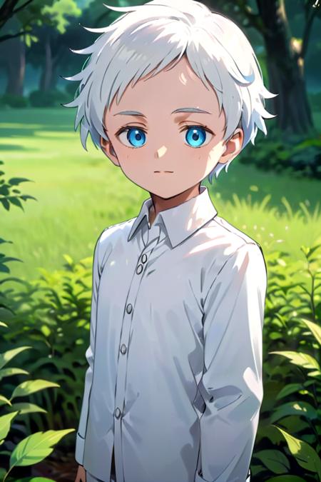 neverland_norman  white hair white collared shirt