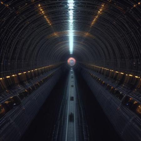 stretch, Sharp image, 4k, 8k, Detailed and Intricate, Cinematic,  
OverallDetail,  ultra detailed, ultra resolution, vault, no people, fully generated, amazing, beautiful, highest quality, detailed technology, machinery, futuristic, perfect, 4k definition, megalophobia, great lighting, massive structure in space with light shining all around it