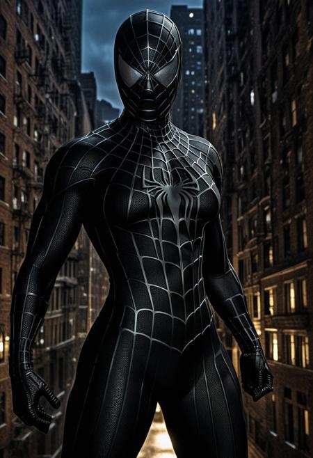 score_9, score_8_up, score_7_up, best quality, realistic, masterpiece, beautiful detail, hyperrealistic, night, ((1girl, woman body, big breasts)), amazing detailed full body portrait of a sexy girl, wearing a realistic and highly detailed black raimi spider-man suit, ((huge muscular girl)), ((wears black spiderman mask)), professional model wears ultra - detailed black raimi spider - man suit, ultra - detailed and grained black raimi spiderman suit, suit covered entire body and hand, black spiderman gloves, (action pose), (full body), (dirty skin), octane render, highly detailed, volumetric, dramatic lighting, (highest quality:1.1), (HDR:1.3), (top quality, best quality), realistic, high definition,