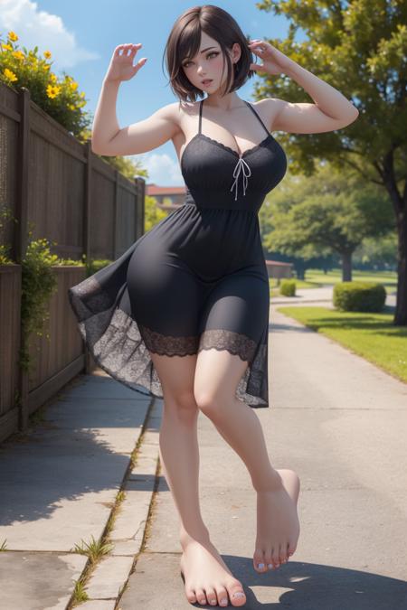 (ultra realistic, highly detailed:1.4), best quality, masterpiece,
girl, outdoors, standing, dynamic pose, summer dress
<lora:bigfeet:0.4> ((big feet, very big feet):1)