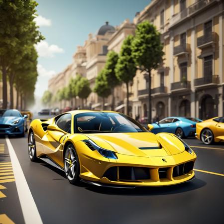 3D Render Style, 3DRenderAF, 
Ferrari Super Car, yellow, 
,<lora:3DRenderConfig4:1>