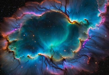 ((monstrous  ethereal ghostly maw contour:1.6 with black edge:1.2)), sharp sable teeth,(high quality), (masterpiece), (detailed), 8K, Captivating photograph captures the essence of a (cosmic nebula1.3) with (stellar clusters1.2) and (colorful gases1.2). (Celestial wonders1.2) unfold in the (vast cosmic canvas1.2), creating an awe-inspiring scene. Shot with Canon EOS Ra and Canon RF 85mm f1.2L USM lens. Trending on National Geographic Photography, monstrosity