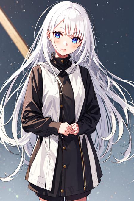 1girl, white hair, <lora:style_morikuraen:1>