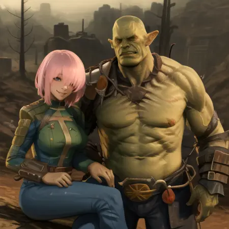 Super Mutant x Mash Kyrielight (Fallout x Fate/Grand Order)