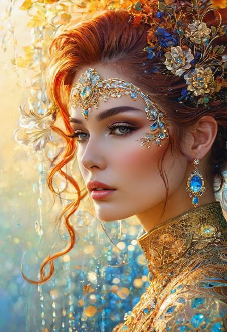 Mythical Animal Creature, 
Extremely beautiful and Delicate, 
Karol Bak Art, 
Ciro Marcetti Art, 
Art by Kyrielle, 
Luis Royo influence, 
vivid colors, 
lace, 
light rays, 
Dynamic Posture, 
amazingly fluid, 
detailed, 
3d fractals, 
light particles, 
water drops, 
shimmering light, 
dreamy, 
surreal, 
alcohol ink, 
smooth, 
shimmering, 
dreamy glow, 
conceptual art, 
City Mirage Art, 
Breathtaking View, 
vivid tonalities, 
fresh and deep colors, 
Gustav Klimt shades, 
double exposure effect, 
Moving Textures, 
stunning, 
something that even doesn't exist, 
mythical being, 
energy, 
molecular, 
textures, 
iridescent and luminescent scales, 
breathtaking beauty, 
pure perfection, 
divine presence, 
unforgettable, 
impressive, 
breathtaking beauty, 
Volumetric light, 
auras, 
rays, 
vivid colors reflects, 
Watercolor, 
trending on artstation, 
sharp focus, 
studio photo, 
intricate details, 
highly detailed, 
by greg rutkowski