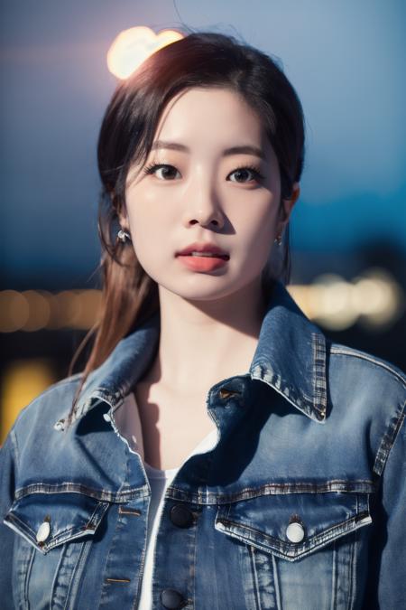 <lora:Dahyun_BRA:1>, (a picture of Dahyun, denim jacket, jogging pants, track pants, night, neon), (detailed lighting, extremely detailed skin, extremely detailed hair, shadows, 8k), looking at viewer, (High Key Lighting), masterpiece, top quality, best quality, official art, unity 8k wallpaper, highres, ultra-high res, ultra-detailed, beautiful and aesthetic