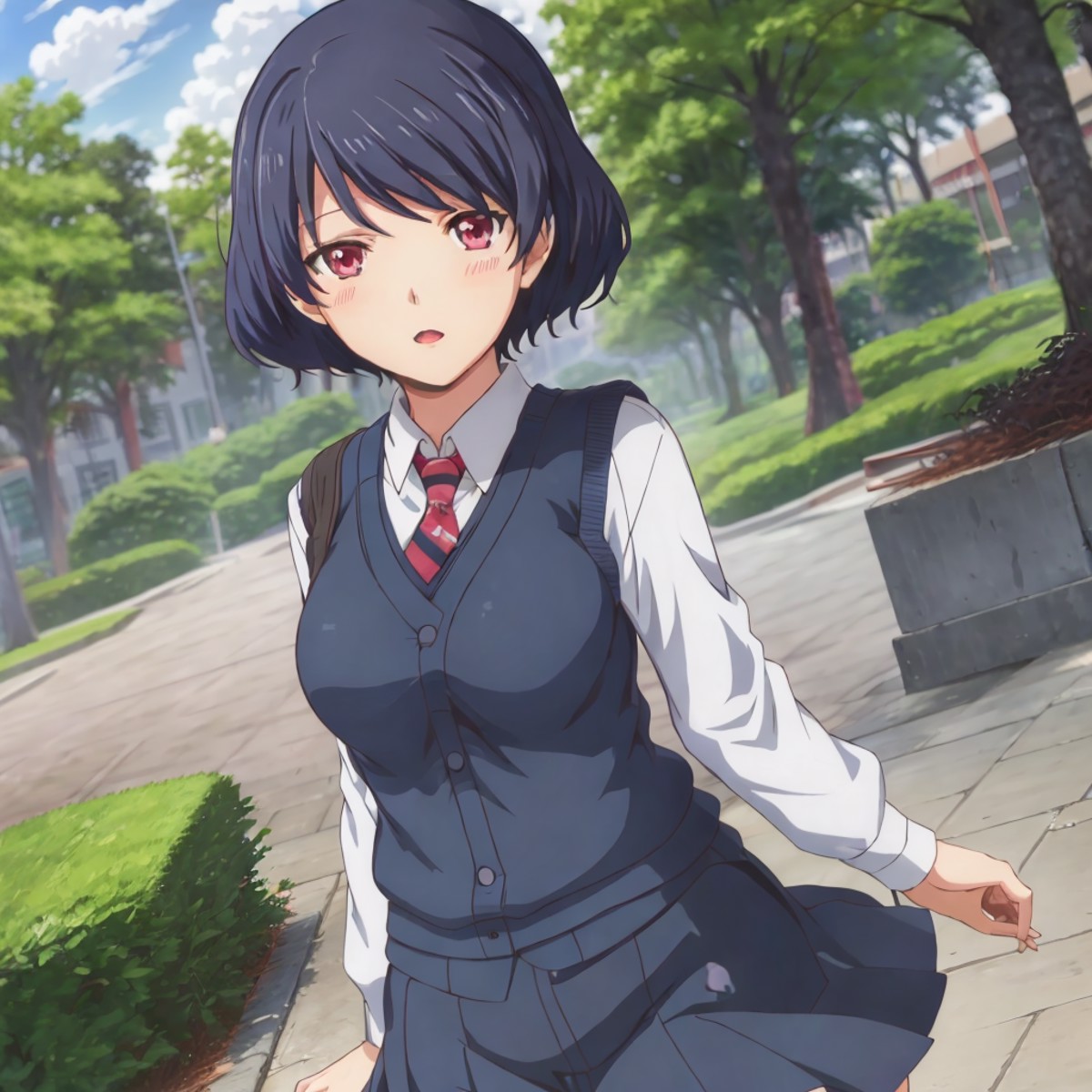 RuiTachibana, anime,  1girl, masterpiece, best quality, school uniform