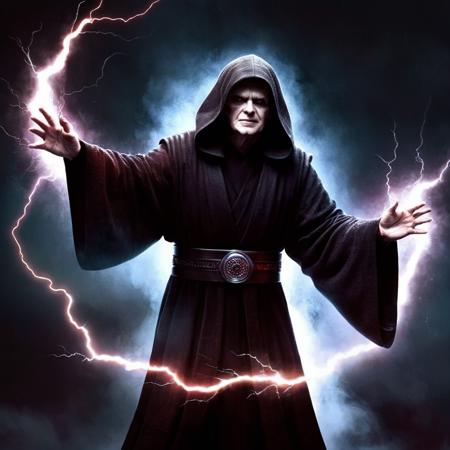 Dark Fantasy Art of  <lora:Darth Sidious:1>
Darth Sidious a man in a robe shoot Force lightning from his hands in star wars universe, dark, moody, dark fantasy style