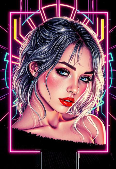 high quality design aesthetics, synth pop, detailed, pop album cover, beautiful young white woman