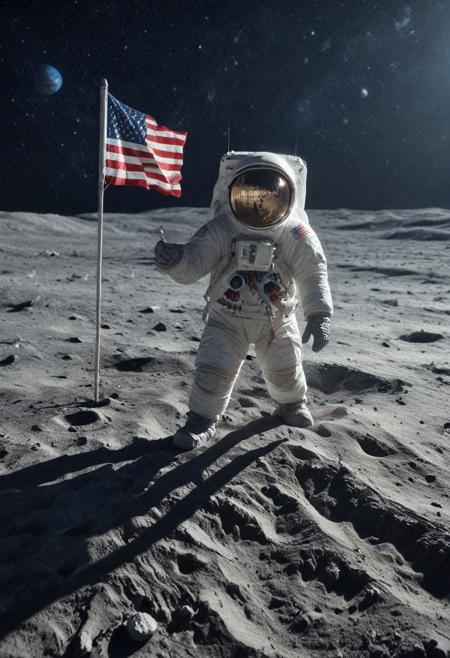 CosmicStyle, score_9,score_8_up,score_7_up,score_6_up,score_anime, masterpiece,
BREAK
CosmicStyle, astronaut on the moon, glowing with light, dynamic pose, planting a flag, earth is visible in the background,  ultrarealistic, epic, fantasy, amazing quality, best quality, ultra-detailed,
BREAK
Best lighting, best textures, best contrast, Pg-rating, sfw