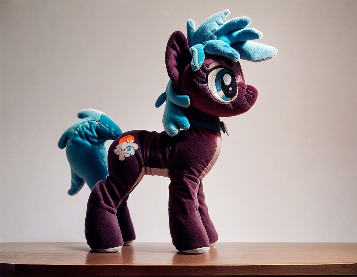 score_9, score_8_up, score_7_up, score_6_up, score_5_up, score_4_up, score_9, a photo of feral pony plushie standing on a ...