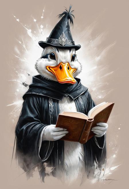 #pastel, #dry chalk drawing, #chalk on paper, #chalk shading, #chalk drawing, #tinted paper, #colored chalk drawing, #chalk shading,
digital artwork of a little duck dressed in an ornate wizard robe, holding a book and reading it, wearing large round transparent glasses,
style: Antonio Mora, Andre Cohn, Arthur Bordalo, Bob Ringwood, Benedick Bana,