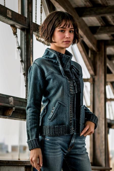 K1873W in babylon, jumper, jeans <lora:KW3:1> masterpiece, best quality, detailed face , 1girl, realistic, solo,k1873w, short_hair, black_hair