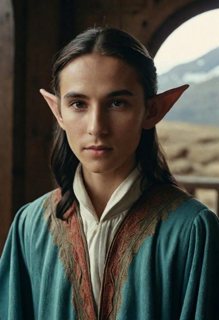 analog film photo hyperrealistic photography, raw-photo, 64k, full body shot, photo of an androgynous woman, young androgynous elf man , inuit ethnicity, (elf ears), pointy ears , big nose, respectable arch mage garment robe, fantasy setting, intricate hair design
, frontal, cinematic light, perfect face,  . faded film, desaturated, 35mm photo, grainy, vignette, vintage, Kodachrome, Lomography, stained, highly detailed, found footage,