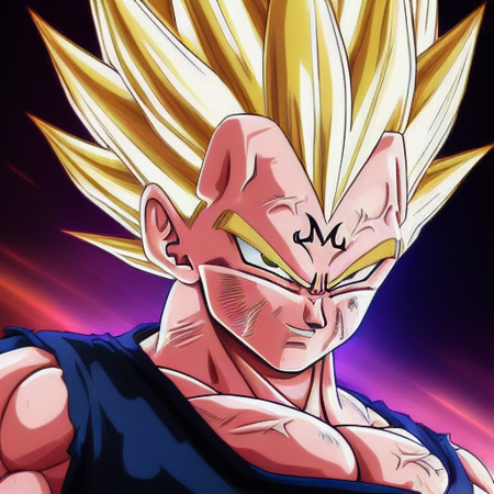 A Majin2  portrait, digital art,digital art, looking,full head,anatomically correct, (((8k resolution))) , Style draw of Majin Vegeta by Dragon Ball Z, 1 character .