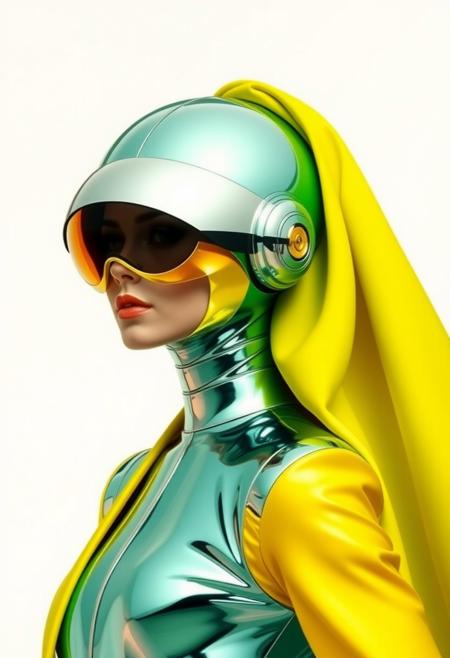 Avant-garde , 1970s futurism, chrome , chartreuse and teal