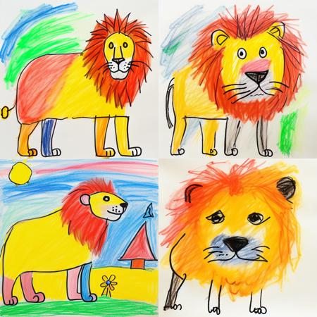 <lora:children's drawing1.5v1:1>childern's drawing,lion,