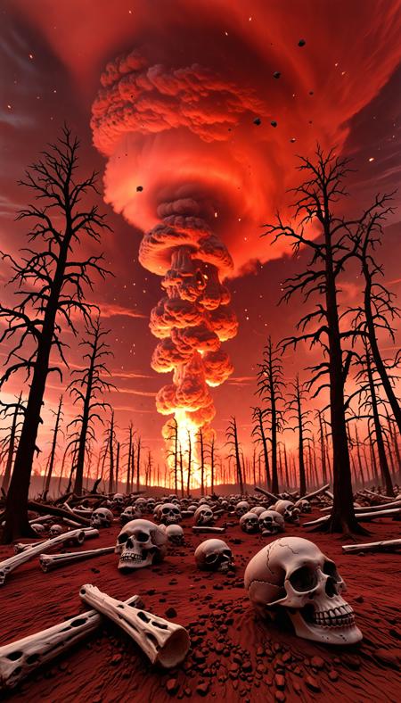 score_9, score_8_up, score_7_up, score_6_up, score_5_up,epic vortex cloudy,cinematic sky,gorgeous light and shadow,skulls,bones,red sky,apocalypse,dry woods,multiple fire meteorites falling in earth,red night,foggy,depth of field,dust particles,expansive wave,chromatic aberration<lora:Hyper-SDXL-8steps-lora:0.9>