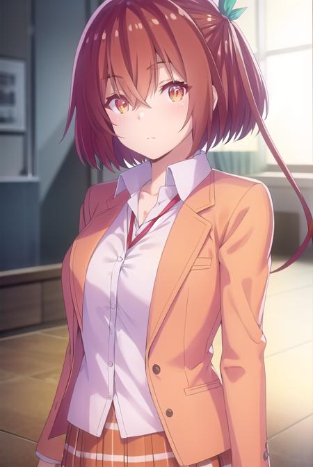 maonanjou, <lora:mao nanjou s1-lora-nochekaiser:1>,
mao nanjou, long hair, (orange eyes:1.3), red hair, side ponytail,
BREAK skirt, school uniform, jacket, plaid, plaid skirt, blazer,
BREAK indoors, classroom,
BREAK looking at viewer,
BREAK <lyco:GoodHands-beta2:1>, (masterpiece:1.2), best quality, high resolution, unity 8k wallpaper, (illustration:0.8), (beautiful detailed eyes:1.6), extremely detailed face, perfect lighting, extremely detailed CG, (perfect hands, perfect anatomy),