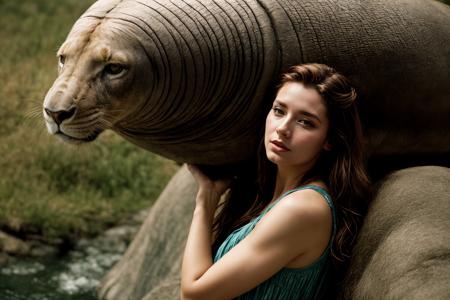 fantasy movie scene, (fullbody shot) ,(a beautiful woman):1.8, from (Narnia: A land of talking animals and magical creatures, ruled by Aslan the lion) ,  (riding Manatee),ultra realistic, nude:0.5
 shiny glossy skin, subsurface scattering, (sharp:0.7), [(colorful explosion psychedelic paint colors:1.21)::0.05], amazing fine detail, Nikon D850 film stock photograph Kodak Portra 400 camera f1.6 lens, rich colors, lifelike texture, dramatic lighting, <lora:more_details:0.6>