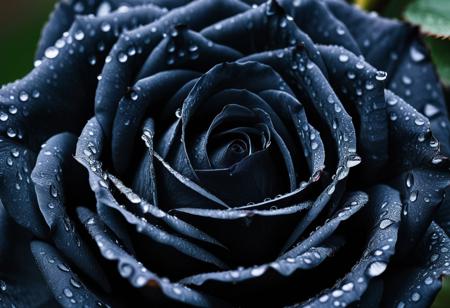 A black rose with morning rain drops, 
Macro photography, 
close-up, 
hyper detailed, 
sharp focus, 
studio photo, 
intricate details, 
highly detailed,