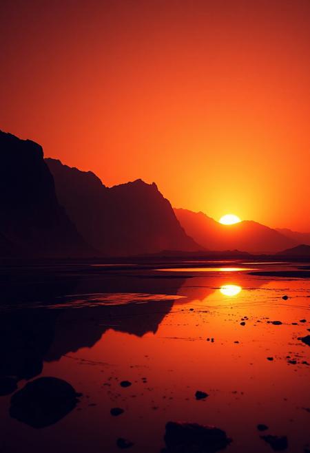 Martian mountains, extraterrestrial atmosphere, Martian sunset, beautiful Martian landscapes. highly detailed and hyper realistic photo, by Alena Aenami , by Archibald Thorburn , by Daniele Afferni , in the style of  monochromatic silhouette reflection,  limited dark palette, unusual dark colors, faded colors, atmospheric haze, highly dramatic cinematic lighting, motion blur, film grain,  professional, excellent composition, finest details, maximized details, ultimate detail level, masterpiece, best quality
