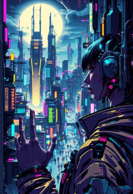 fantasy cyberpunk city beautiful  landscape, bright luminous night, woman, very intricate, very detailed, sharp, bright, colorful, <lora:Hand v2:0.5> <lora:Anti-Blur:1><lora:Insane Detail Slider:0.25>  <lora:flux.1_lora_flyway_Epic-detail_v2:0.3> <lora:fluxenhancer:0.25> <lora:ck-Neon-Retrowave:0.4> ck-rw, in the style of ck-rw,  <lora:Neurocore Anime Cyberpunk:0.8> A digital artwork in the style of cknc