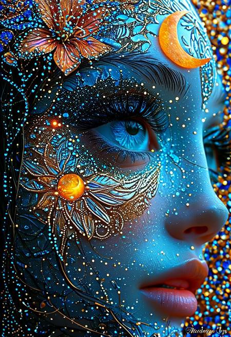 photograph micro shot,
closeup of a 20yo female glowing blue 1eye, perfect skin texture,  hyperdetailed eye iris,  intricate patterns.  colorful, warm , glittering stars, and a radiant moon. Include playful details, whimsical ,lush, blooming . Capture a sense of wonder and enchantment fantastical, dreamlike ,
macro photo, highly realistic, masterpiece shot, one in the lifetime,  
BREAK
(((seeing GOD in her eye))), heaven, eternity