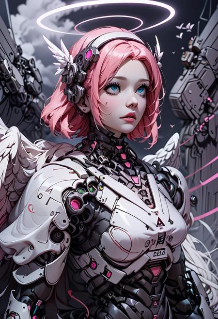 score_9, score_8_up, score_7_up, xenotr1p, (angel), (wings), (white, marble), mcnm, absurdres, (UHD), pure, (halo), holy, pink glow, angelic, Robot Skin, Android Skin, (close up), surrounded by clouds, highly detailed, best quality, masterpiece, digital_art, <lora:Mechanism-pdxl-1:1.0>,
composition;(from above, look up)