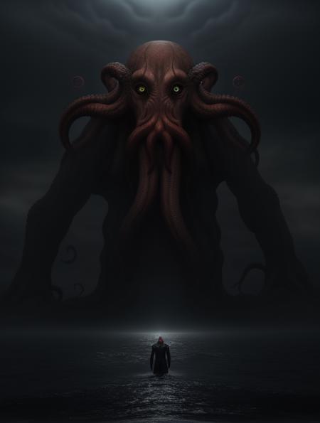 <lora:lvcrftn-000004:1> lvcrftn AND giant cthulhu looming, glowing eyes, misty horizon AND <lora:LowRa:0.75>