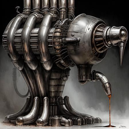 <lora:giger_8:.6>  hrgiger,  coffee machine ,