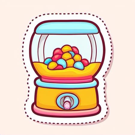 <lora:Game Icon InstituteXL3:1>,(masterpiece, top quality, best quality, official art, beautiful and aesthetic:1.2),(8k, best quality, masterpiece:1.2),a gummy machine with a bunch of gummy balls in it's top lid and a pink background, simple_background, food, no_humans, pink_background, bottle, candy, outline, white_outline, food_focus, jar