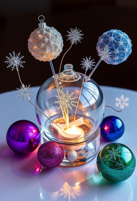 Christmas centerpiece glass objects  fractal art