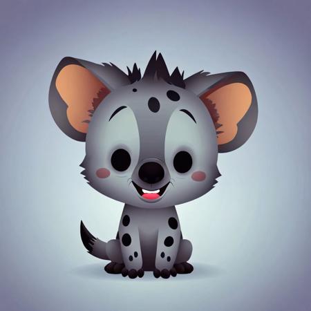 cartoon portrait of Spotted Hyena in jmawx style, cute chibi, simple gradient background, full character, smile, detailed facial features   <lora:Jerrod_Maruyama_Style_XL_V4.2-000011:0.9>