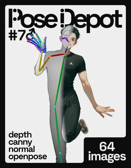 [OpenPose + Depth + Canny + Normal] Pose Depot #7M: Glamorous Greeting