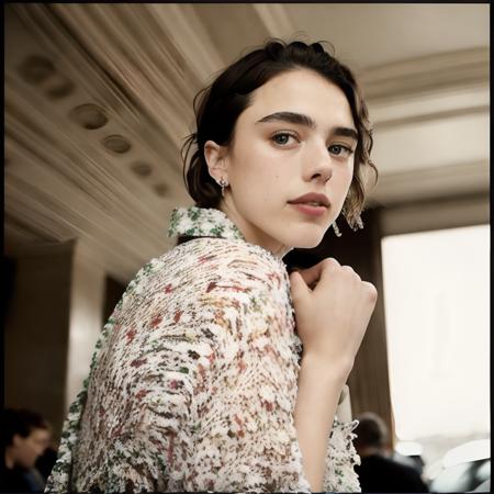 <lora:margaret_qualley_sd15_lora_resized:1> margaret qualley woman  portrait photo of a beautiful 26 y.o woman in a paris cafe, wearing vintage clothing, moody, vines, organic, modern, (high detailed skin:1.2), 8k uhd, dslr, soft lighting, high quality, film grain, Fujifilm XT3