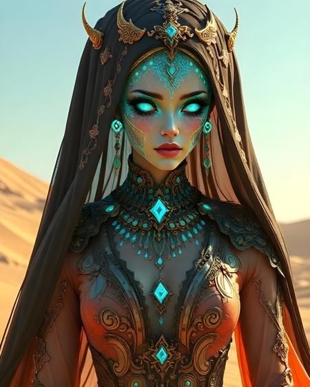 Elegy in Sand and Silk: "Turquoise Oracle of the Dunes Turquoise Oracle of Dunes