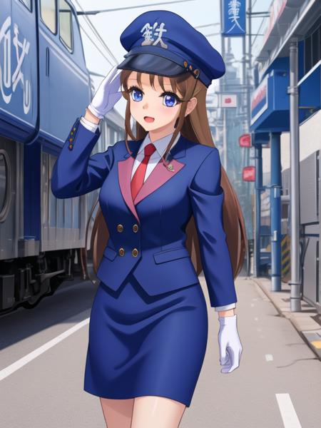 Tetsu-chan, 1girl,train conductor