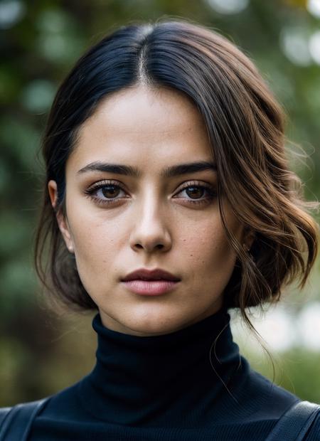 A stunning intricate full color portrait of (sks woman:1), wearing a black turtleneck, epic character composition, by ilya kuvshinov, alessio albi, nina masic, sharp focus, natural lighting, subsurface scattering, f2, 35mm, film grain, <lora:lora_salma_v1_from_v1_160:1>