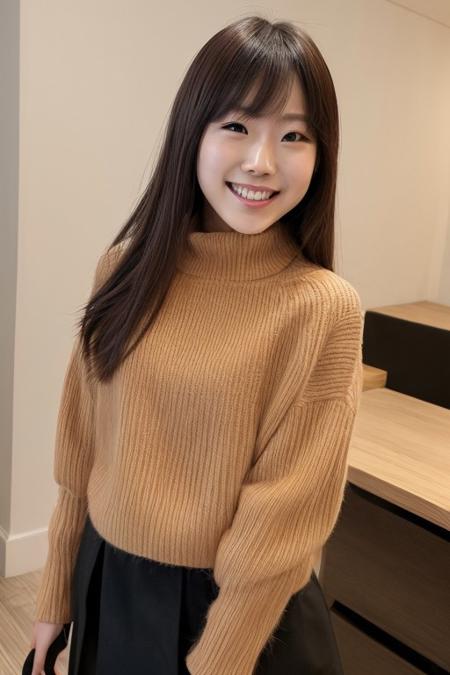hitomi tanaka, hitomi tanaka face, asian, cute, shirt, cleavage, undersized bra, excessive cleavage, gigantic breasts, huge breasts, really long hair, hair bangs, milf, curvy body, smile, source_porn