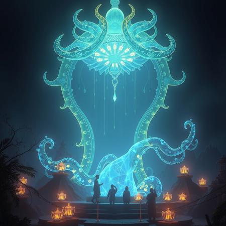 Masterpiece, a bioluminescence translucent kyawthuite 32k, 16k, 8k, cinematic art,