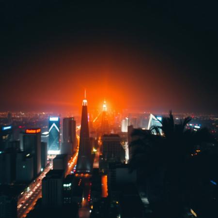 Orange Gradient, Black Underscore, Nighttime, City Focus, Busy City, Flashing Light, Towers, Palm Tree Alpha Disco, Light Blurring Crossfades