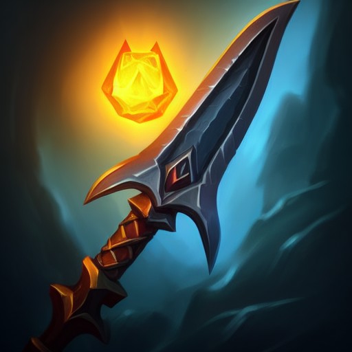 Awesome RPG icon of an iron dagger, arcane mana aura energy smokes, game asset trending on artstation, in a dark magic cave