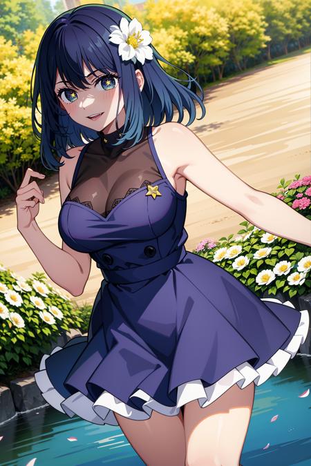 Kurokawa Akane, medium hair, blue eyes, star blue hair