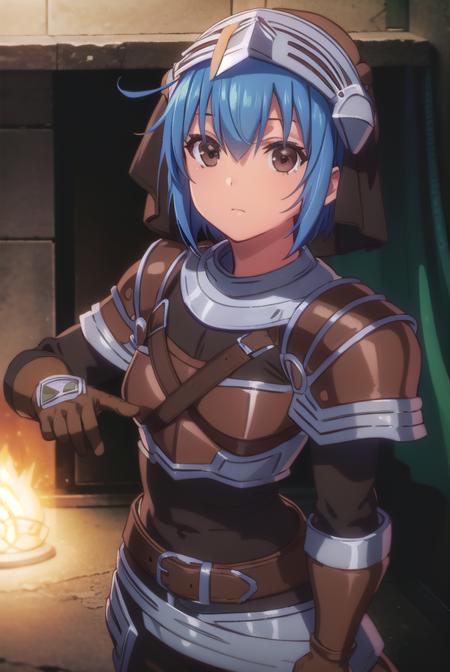 menadshisei, <lora:menad shisei-lora-nochekaiser:1>,
menad shisei, short hair, (brown eyes:1.5), blue hair,
BREAK gloves, armor, shoulder armor, brown gloves, pauldrons, breastplate,
BREAK indoors, castle,
BREAK looking at viewer, (cowboy shot:1.5),
BREAK <lyco:GoodHands-beta2:1>, (masterpiece:1.2), best quality, high resolution, unity 8k wallpaper, (illustration:0.8), (beautiful detailed eyes:1.6), extremely detailed face, perfect lighting, extremely detailed CG, (perfect hands, perfect anatomy),