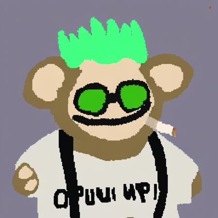 (opiumpup:2.0) with green mohawk, "NOFX" shirt, nose piercing, <lora:OPIUMPUP:1>