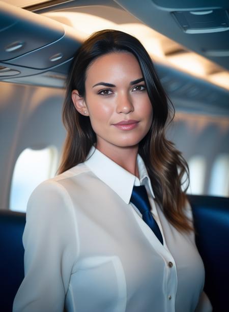 <lora:OdetteAnnableSDXL:1>  OdetteAnnable a beautiful woman, beautiful bone structure,upper body, flight attendant, Air France, KLM, British Airways, bold scarf, first class cabin, Boeing, sunrise,  beautiful bone structure, 4k textures, soft cinematic light, adobe lightroom, photolab, hdr, intricate, elegant, highly detailed, sharp focus, ((((cinematic look)))), soothing tones, insane details, intricate details, hyperdetailed, low contrast, soft cinematic light, exposure blend, hdr